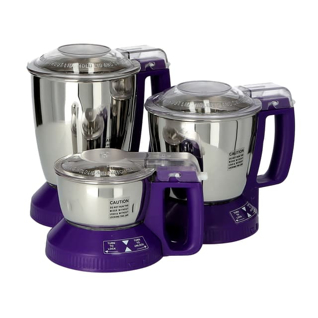 Geepas 750W 3-in-1 Mixer Grinder - Stainless Steel Jars & Blades - 3 Speed, Safety Twist Lock - Perfect for Dry & Wet Fine Grinding - Indian Curry Spices Coconut Grinding Mixing - 2 Years Warranty