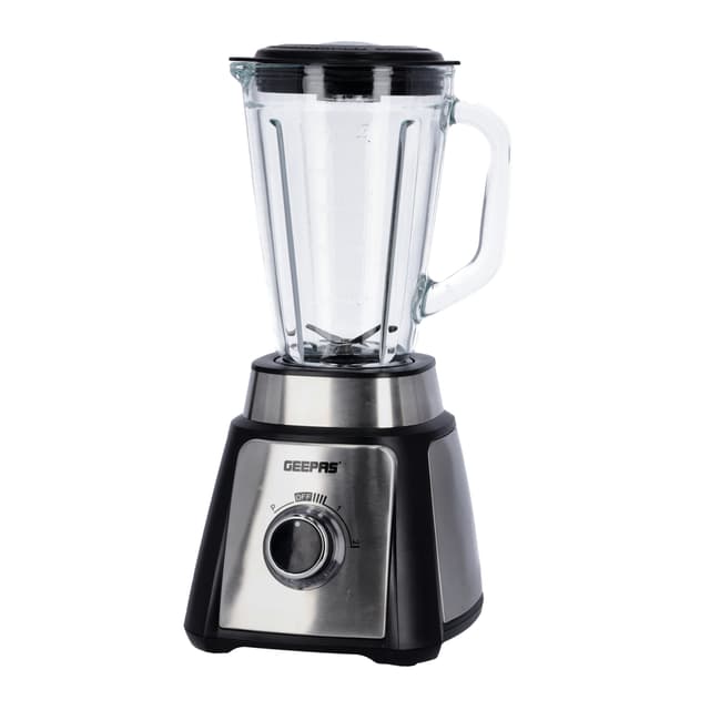 خلاط 2 في 1 بسعة 1.5 ليتر مع طحانة بقوة 50 واط   Blender with 1.5L Glass Jar and Grinder 500W  - Geepas