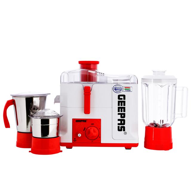 Geepas 4-in-1 Food Processor with Juicer,Mixer & Grinder - GSB44077 - 3 Speed Controls with Whip Function - Stainless Steel Jar Set - 750W Powerful Motor with Overload Protection - SW1hZ2U6MTU1MTQ5