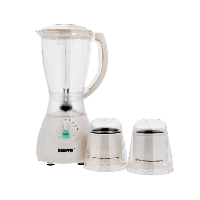 Geepas Geeepas 400W 3 in 1 Multifunctional Blender - Stainless Steel Blades, 4 Speed with Pulse - 1.5L Jar, Over Heat Protection - Coffee Grinder & Smoothie Maker