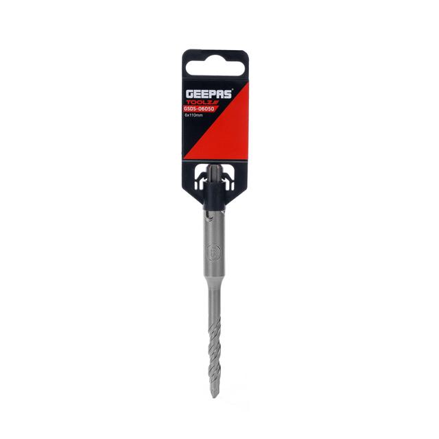 Geepas GSDS-06050 Chisel Bit Round 6mm - 110mm Long, Perfect for Compacting, Grooving, Cutting & More -Compatible for Drill, Rotary Hammers, and Impact Hammer - SW1hZ2U6MTUwMjY1