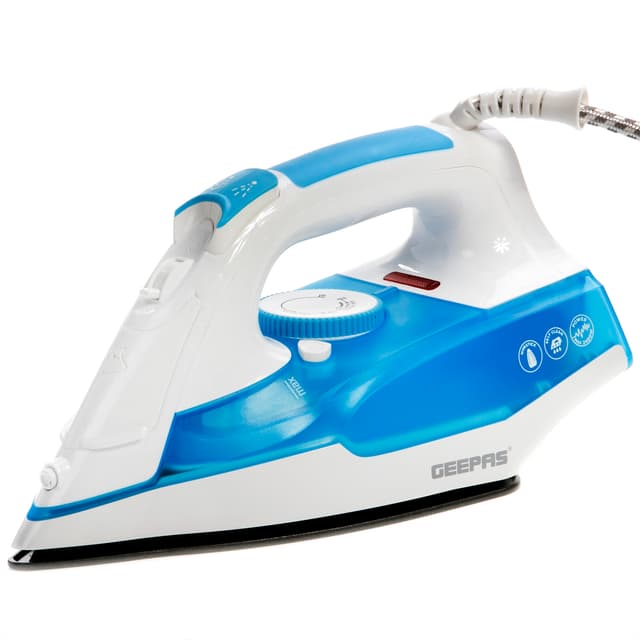 Geepas GSI7809 2400W Steam Iron - Variable Temperature Iron for Crisp Ironed Clothes with Non-Stick Soleplate & 240ml Tank - Steam Generator, Spray & Steam Function