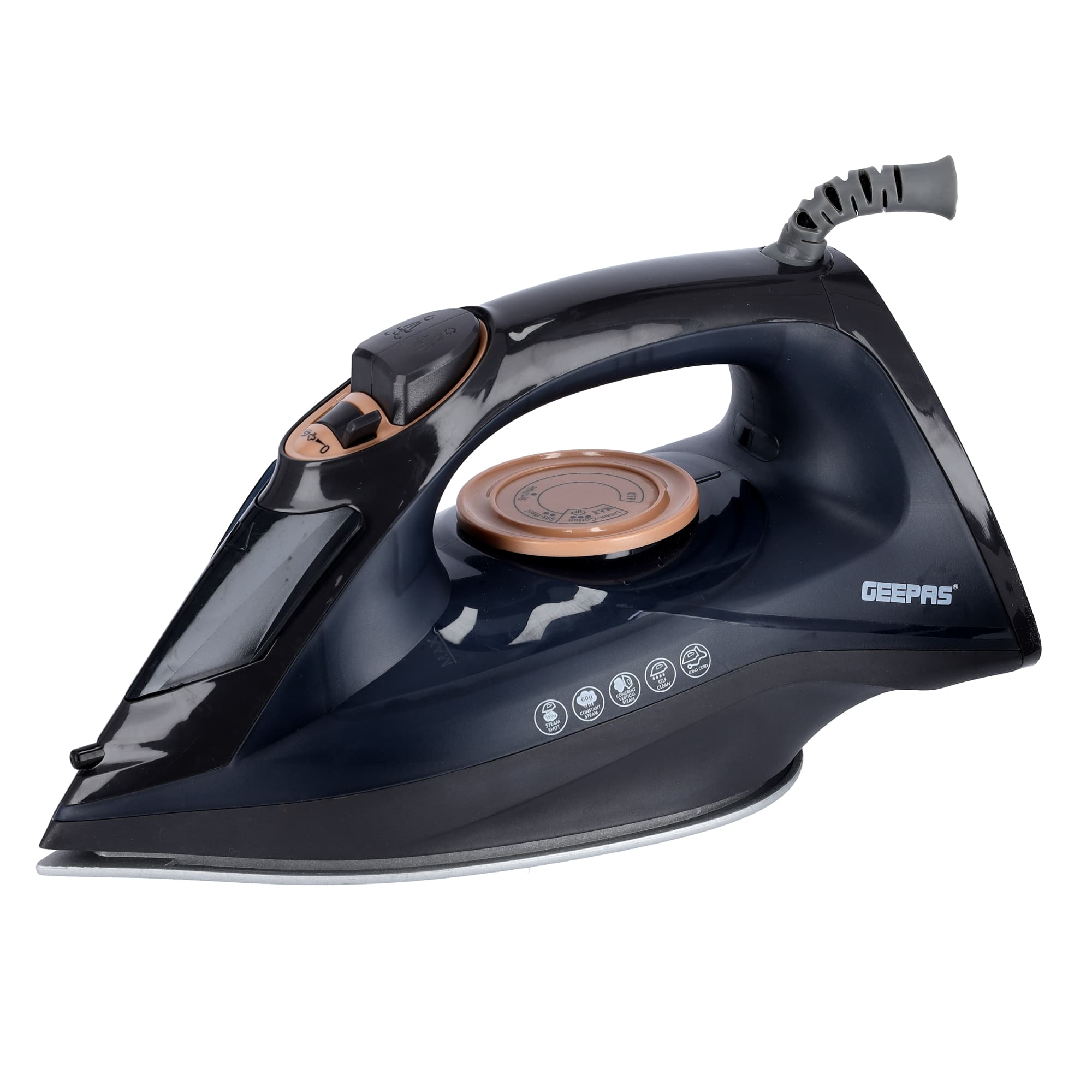 Geepas GSI7703 2400W Steam Iron - Wet Steam Iron - Adjustable Temperature Control, Ceramic Soleplate - Dry/Steam/Burst of Steam/Vertical Steam Function