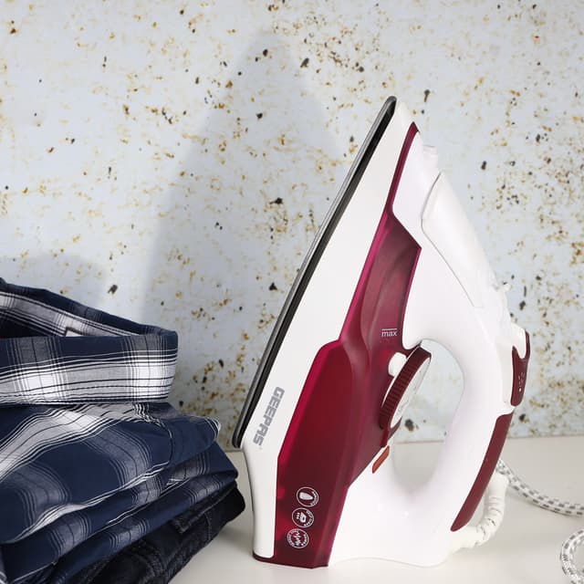 Geepas GSI7809 2400W Steam Iron - Variable Temperature Iron for Crisp Ironed Clothes with Non-Stick Soleplate & 240ml Tank - Steam Generator, Spray & Steam Function