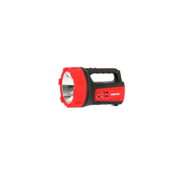 Geepas GSL5572 Rechargeable LED Emergency Searchlight - Portable Spotlight with 10 Hours Working with 2 USB Input - Ideal for Camping, Outdoor & Emergency Power Cuts