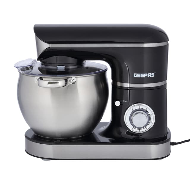 Geepas GSM43040 1500W Stand Mixer with 8.5LStainless Steel Mixing Bowl - Ideal for Bread & Dough - 6 Speed with Pulse, & Eject Button - Whisk, Beaters & Dough Hook - 2 Year Warranty - 126838