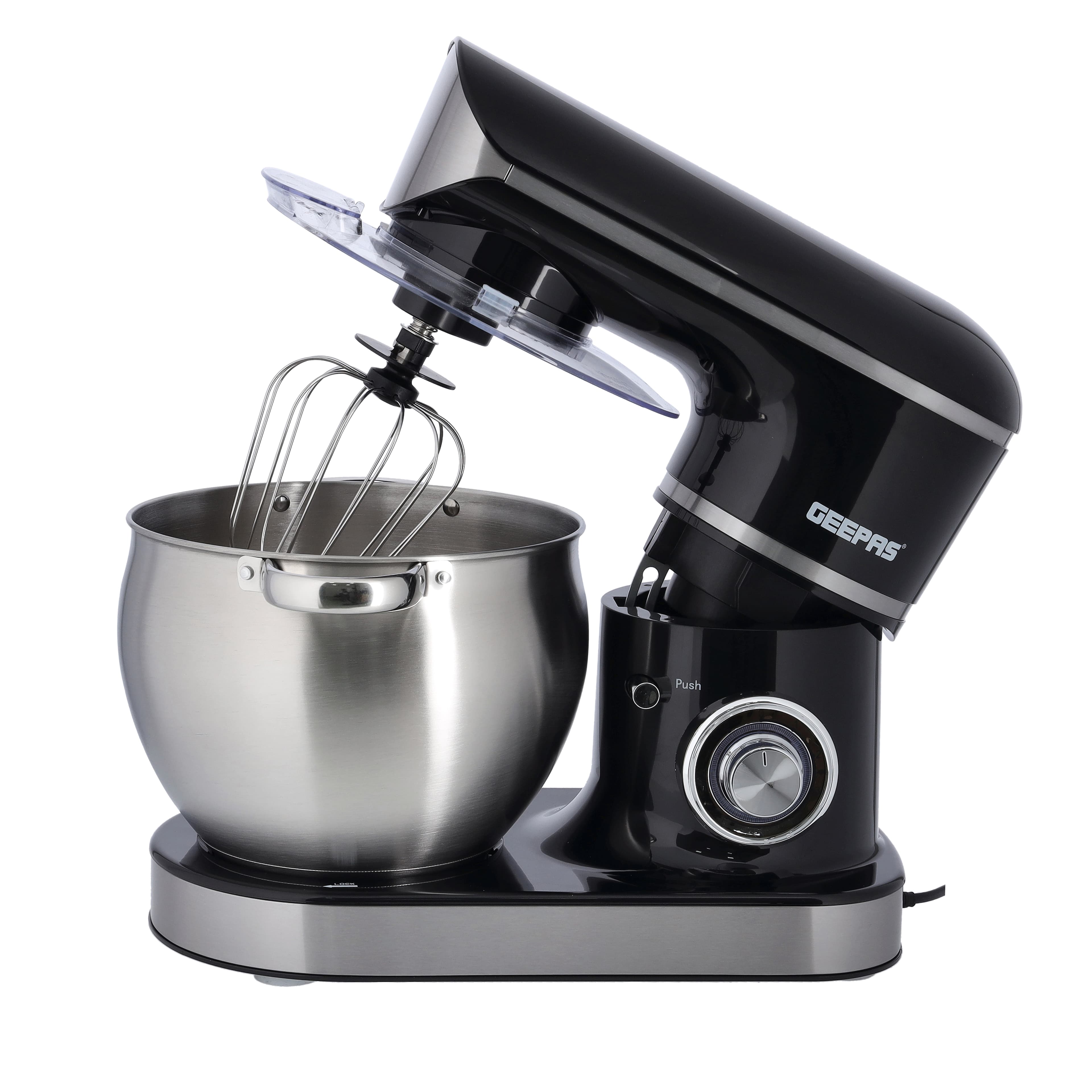 Geepas GSM43040 1500W Stand Mixer with 8.5LStainless Steel Mixing Bowl - Ideal for Bread & Dough - 6 Speed with Pulse, & Eject Button - Whisk, Beaters & Dough Hook - 2 Year Warranty