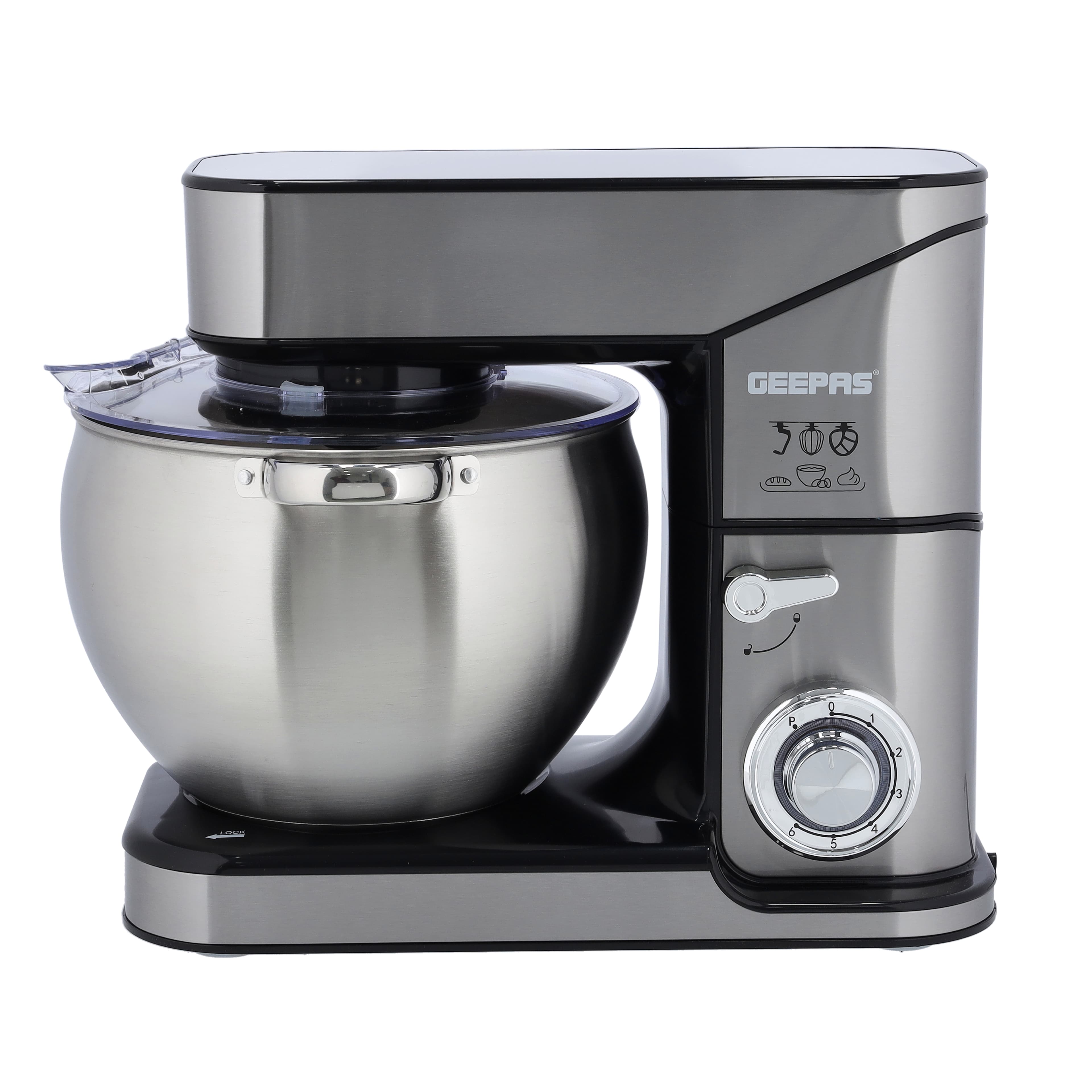 Geepas GSM43041 2000W Stand Mixer - 10L Stainless Steel Mixing Bowl for Bread & Dough, Tilt-Up Head - 6 Speed with Pulse - Power Indicator - 2 Year Warranty