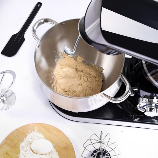 Geepas GSM43040 1500W Stand Mixer with 8.5LStainless Steel Mixing Bowl - Ideal for Bread & Dough - 6 Speed with Pulse, & Eject Button - Whisk, Beaters & Dough Hook - 2 Year Warranty - 126841