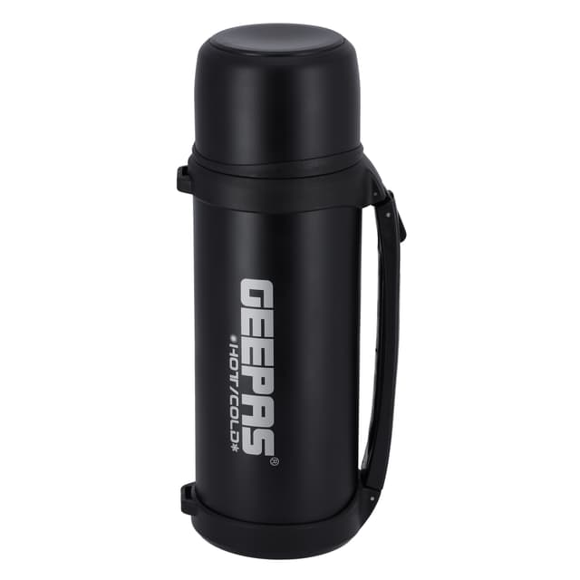 Geepas 1.8L Stainless Steel Vacuum Flask - Vacuum Insulated Bottle - Thermo Flask with Double Wall Vacuum Insulation Design - Hot & Cool, Portable & Leak Proof - Preserves Flavor & Freshness - For Camping Hiking - 123341