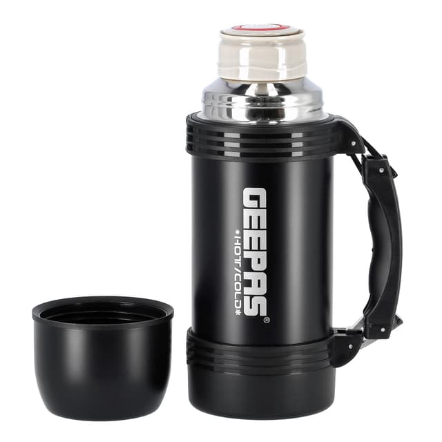 Geepas GSVF4114 Vacuum Flask, 0.4L - Stainless Steel Vacuum Bottle Keep Hot & Cold Antibacterial topper & Cup - Perfect for Outdoor Sports, Fitness, Camping, Hiking, Office, School - 2 Years Warranty - 123355