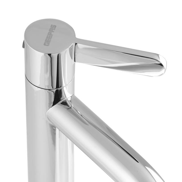 Geepas Single Lever Pillar Basin Tap - High-Quality Ceramic Brass Cartridge Single Hole - 0.2MPa to 0.8MPa Water Pressure - Ideal for Wash Basin Bathroom & Lavatory - 5 Years Warranty - SW1hZ2U6MTQ0NDc1