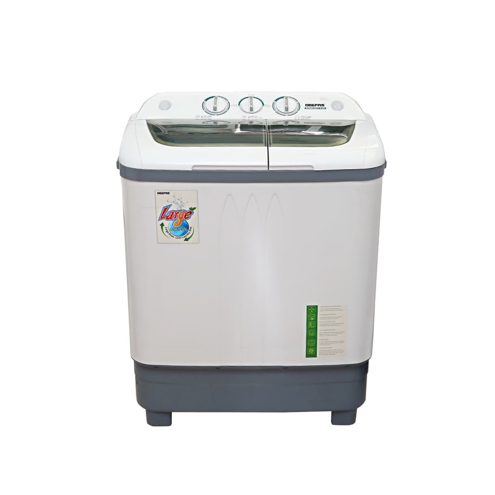 Geepas Semi Automatic Washing Machine - 2 IN 1 Mini Compact Twin Tub Washing Machine 5.5 kg Washer & 4.5 kg Spinner Combo with Timer Control, Drain Hose, Inlet Water Hose - 2 Years Warranty