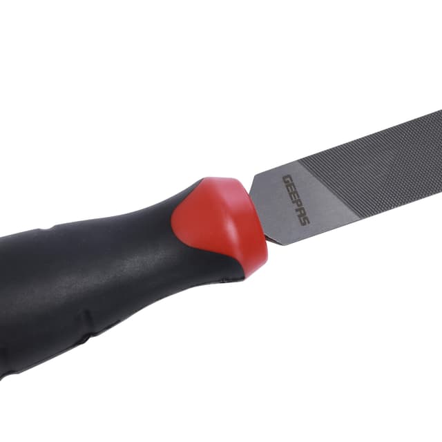 Geepas GT59060 8" Inch Half Round File - Cut Mill File with High-Quality Steel, Ergonomic Grip, Rubber Handle, Finder Hand File for Deburring and Removing Material - Ideal for Wood, Metal, Plastic