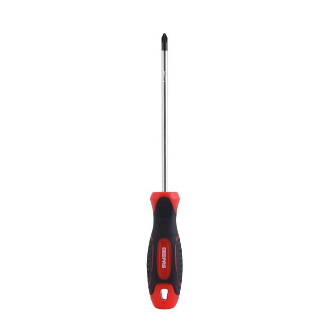 Geepas Professional Screwdriver (Ph1x125mm) - Phillips Soft Grip Rubber Insulated Handle With Hanging Loop | Ideal For Diyer Mechanics Electricians & More Bi-Coloured Red/Black - SW1hZ2U6MTQ1NDc1