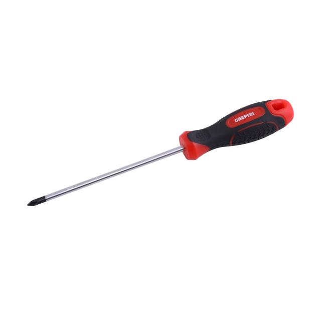 Geepas Professional Screwdriver (Ph1x125mm) - Phillips Soft Grip Rubber Insulated Handle With Hanging Loop | Ideal For Diyer Mechanics Electricians & More Bi-Coloured Red/Black - SW1hZ2U6MTQ1NDc5