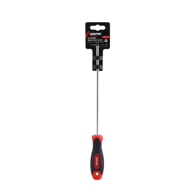 مفك براغي برأس فيليبس بطول 200 مم لون أسود وأحمر جيباس Geepas Precision Phillips Screwdriver - 123737