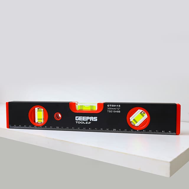 Geepas Gt59115 12" Spirit Level - Portable Size With Al Frame | 3 Solid Blocks 1.0mm/M Accuracy Ideal For Engineers Civil Workers Diyer & More