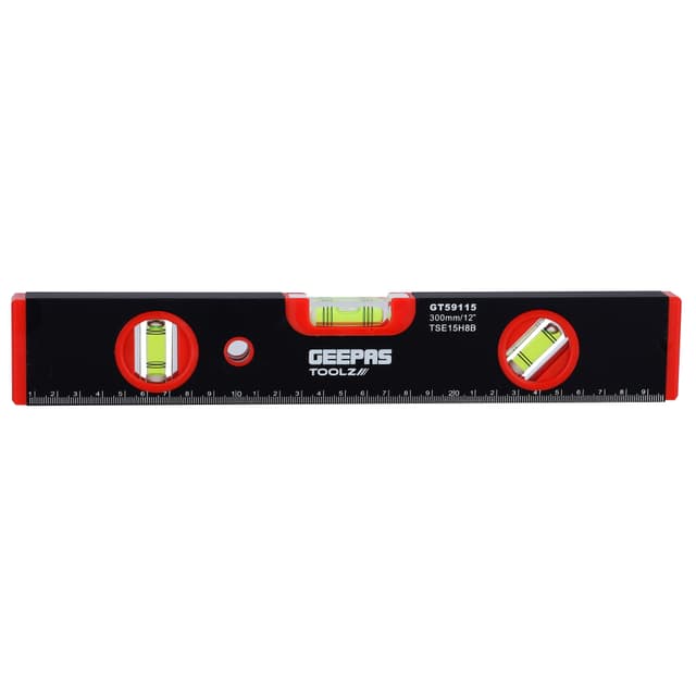 Geepas Gt59115 12" Spirit Level - Portable Size With Al Frame | 3 Solid Blocks 1.0mm/M Accuracy Ideal For Engineers Civil Workers Diyer & More