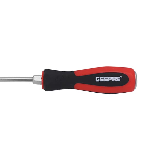 Geepas Gt59217 Precision Screwdriver - Soft Grip Rubber Insulated Ergonomic Handle Cr-V Build Magnetic Tip Bicolored Red/Black (6.5x250mm)