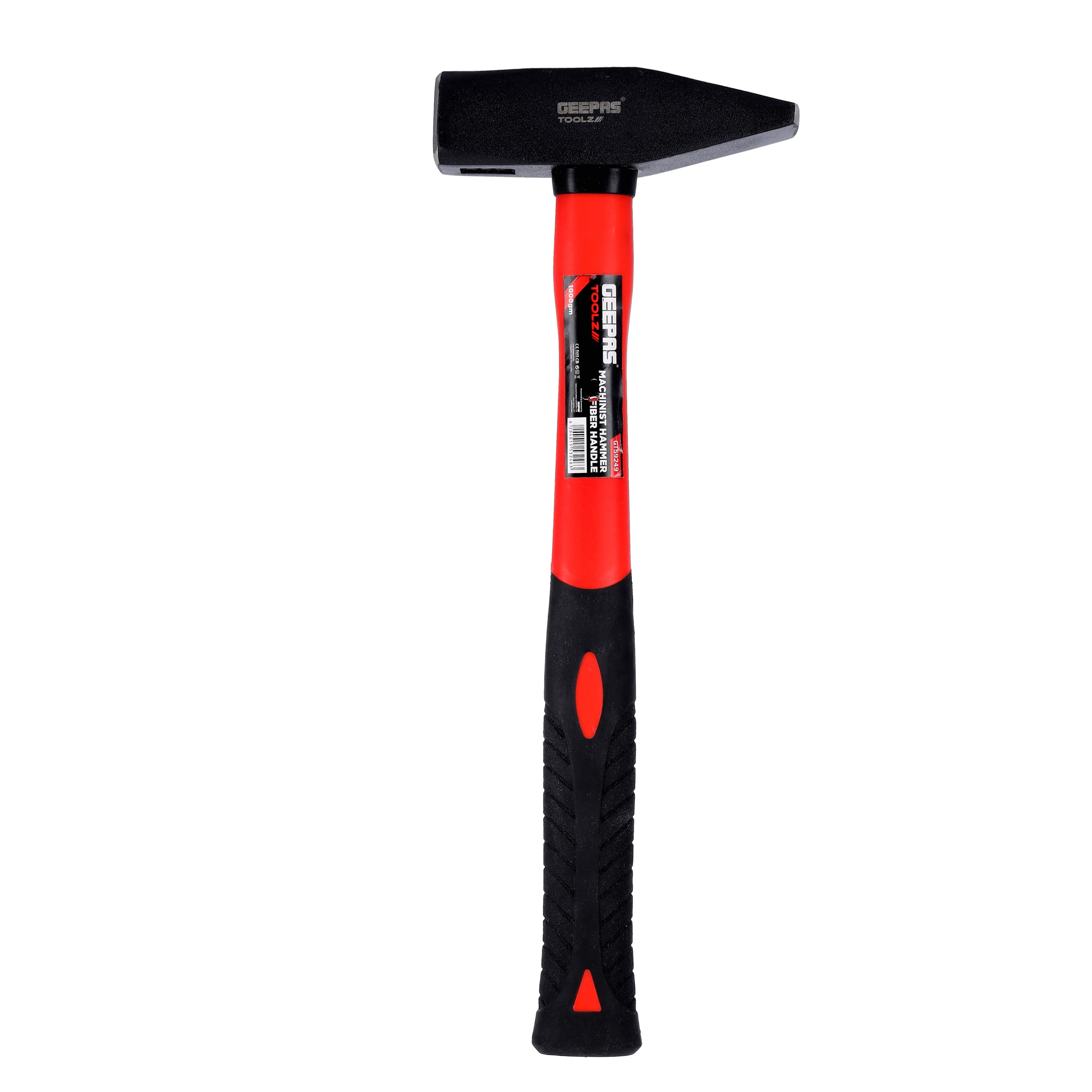 Geepas Fiber Handle Machinist hammer, Durable Sledge hammer GT59249 - Lightweight Rubber Padded Handle with Fiberglass Core, Weighs 1000GM