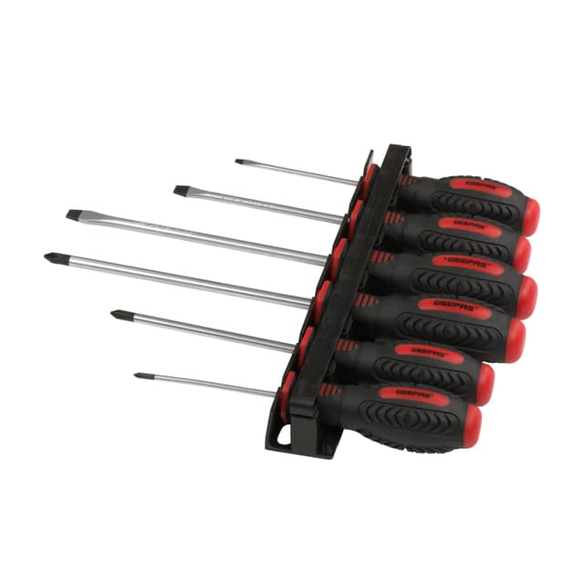 مجموعة مفكات براغي عدد 6 لون أسود وأحمر جيباس Geepas Professional 6 Pc Screwdriver Set - 124060