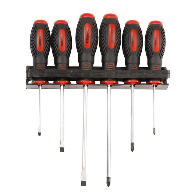 مجموعة مفكات براغي عدد 6 لون أسود وأحمر جيباس Geepas Professional 6 Pc Screwdriver Set - 257154