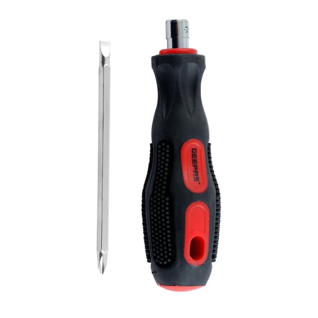 Geepas 2 in 1 Screwdriver - Reversible Double Ended Blade - Grip Handle - Highly Durable Stainless Steel - Ideal for Household, Garage, Office, Professional and More