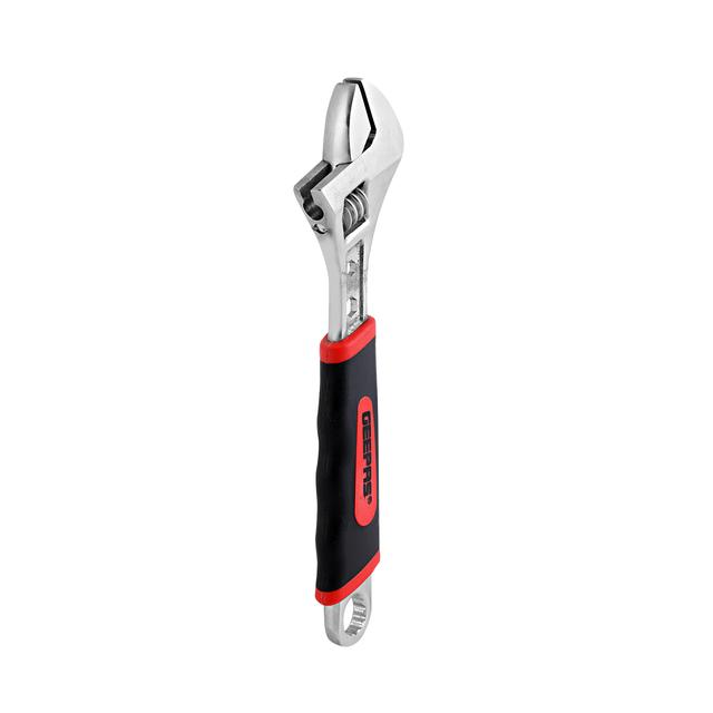 Geepas Gt7642 Soft Grip 8" Adjustable Wrench - Durable High Carbon Steel Covered By Nickel Plating Easy To Operate Has A Double Colored Handle Red/Black - SW1hZ2U6MTQ2NTM3