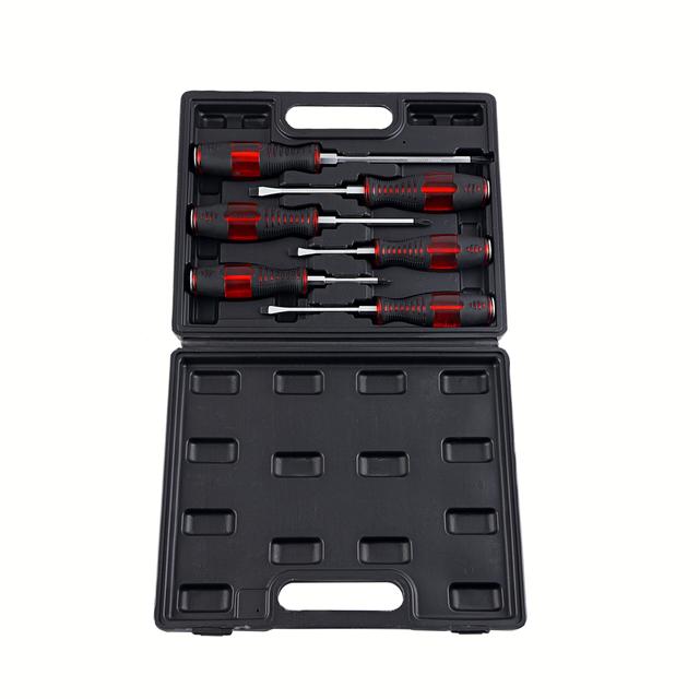 مجموعة مفكات براغي عدد 6 لون أسود وأحمر جيباس Professional 6 Pc Screwdriver Set with Storage Case Kit - SW1hZ2U6MTQ2NjAw