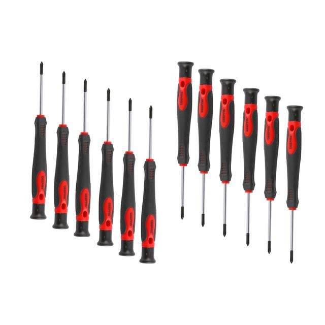 Geepas Gt7656 12 Pcs Precision Screwdriver Set - Four Slotted Three Phillips And Five Torx Cr-V Steel Material Soft Grip Repair Tool For General Purpose & Bi-Colored Red/Black - SW1hZ2U6MTQ2NjE3