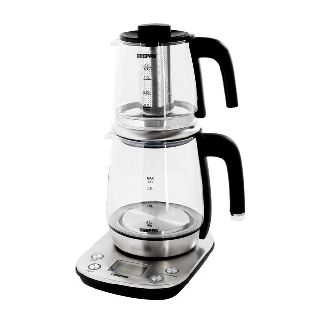 Geepas GTM38046 2 In 1 Digital Tea Maker 1.7L & 1.2L - Temperature Setting with Anti-Dry & Overheat Protection - On/Off Switch with Light Indication - Stainless Steel Filter - Ideal for Tea, Coffee, Milk & More - SW1hZ2U6MTU0Mjkx
