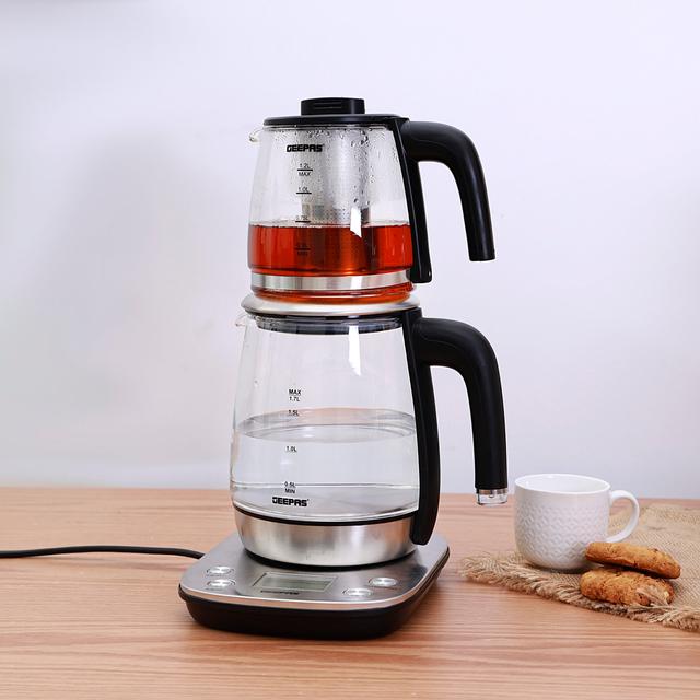 Geepas GTM38046 2 In 1 Digital Tea Maker 1.7L & 1.2L - Temperature Setting with Anti-Dry & Overheat Protection - On/Off Switch with Light Indication - Stainless Steel Filter - Ideal for Tea, Coffee, Milk & More - SW1hZ2U6MTU0MzA5