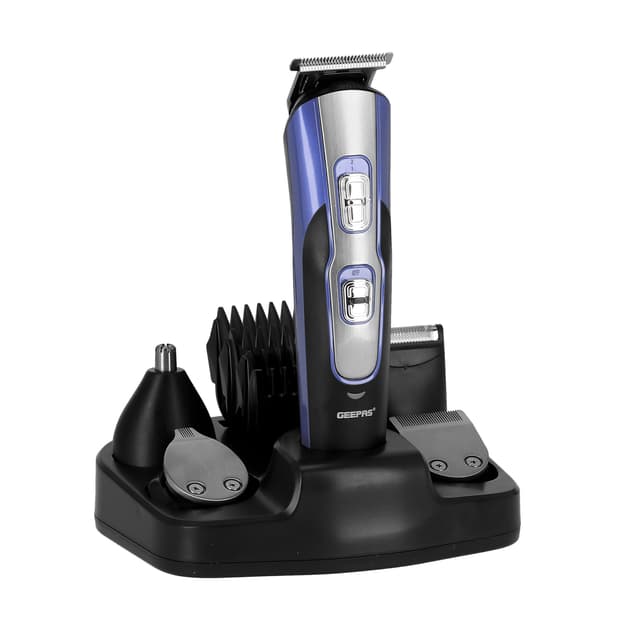مكينة حلاقة رجالية جيباس لاسلكية 600 مللي أمبير مع أربع رؤوس تبديل Geepas Rechargeable 11 in 1Grooming Kit