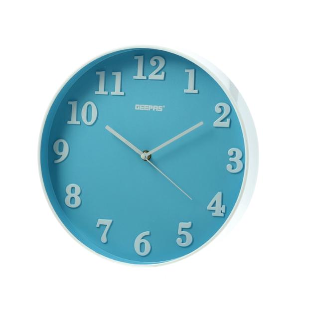 ساعة حائط دائرية جيباس بدون صوت أزرق وأبيض Geepas Wall Clock Silent Non Ticking