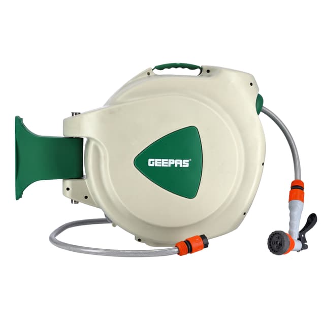 بكرة خرطوم ماء 30 متر مع رشاش جيباس Automatic Water Hose Reel 30M Geepas - 257564