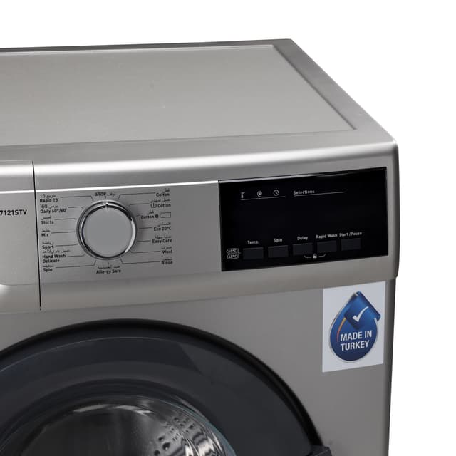 Geepas 7kg 1000RPM Fully Automatic Front Load Washing Machine GWMF7121STV - 126744