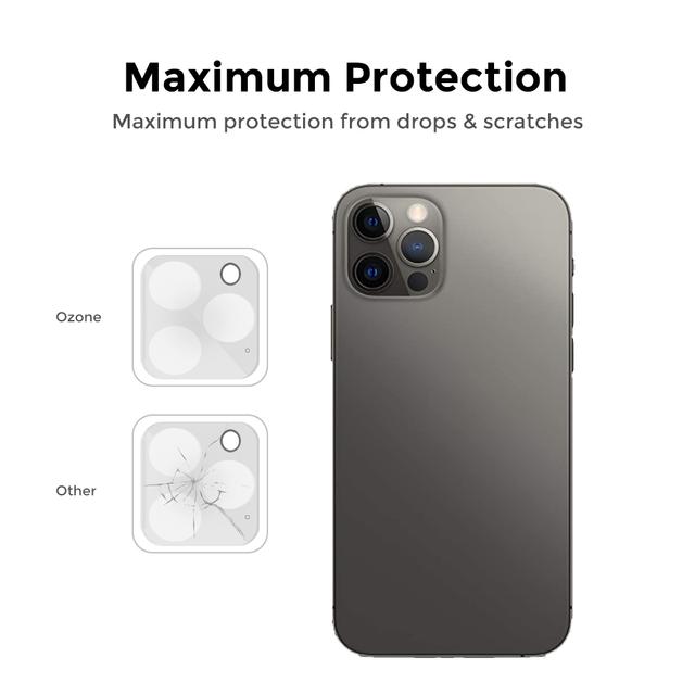 O Ozone Glass Lens Protector Compaitble For Apple iPhone 12 Pro Lens Guard HD Slim Full Coverage Protective Film Lens Cover [ Perfect Fit iPhone 12 Pro Lens Protector ] [Pack Of 2] - Clear - Clear - SW1hZ2U6MTIzNTA5