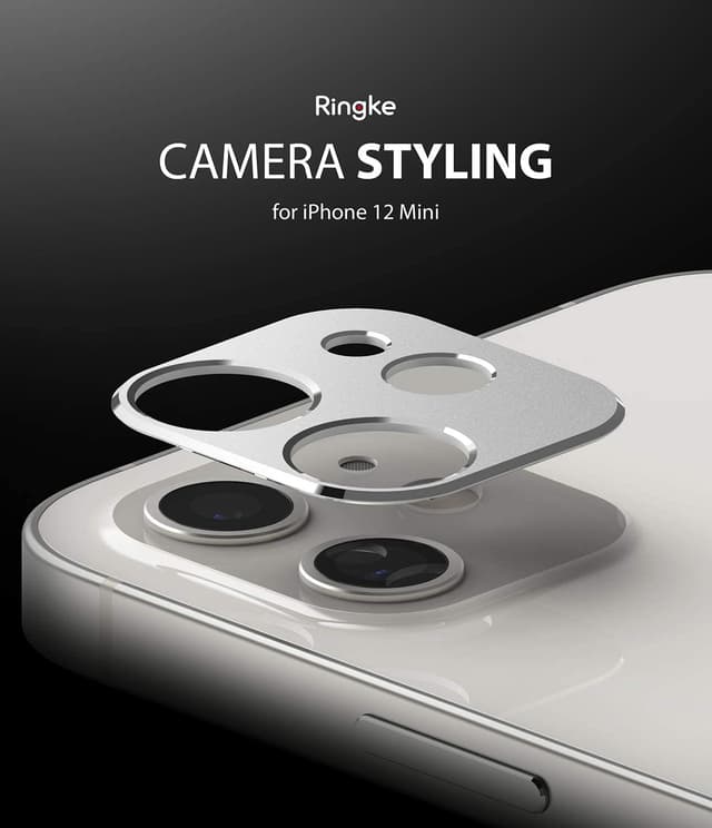 Ringke Camera Styling Compatible with Apple iPhone 12 Camera Lens Protector Aluminum Frame Tough Styling Bezel [ Designed Lens Protector for iPhone 12 ] - Silver - Silver