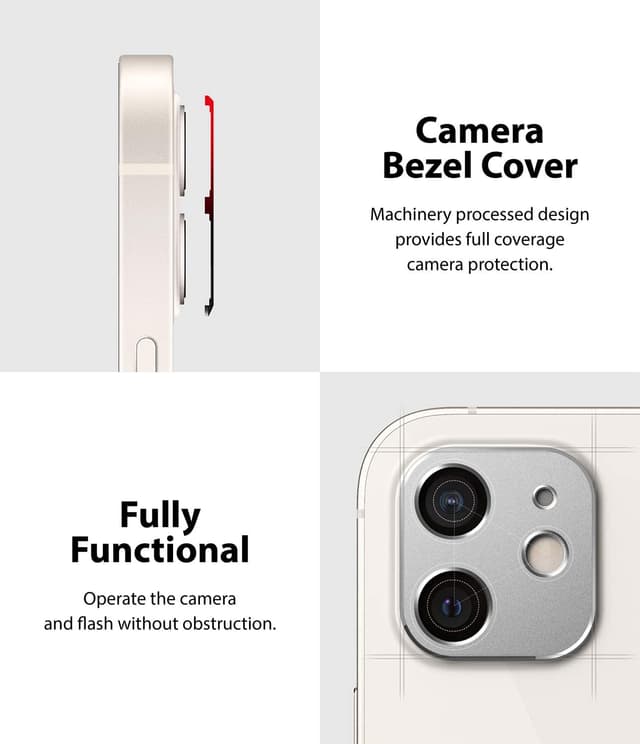 Ringke Camera Styling Compatible with Apple iPhone 12 Camera Lens Protector Aluminum Frame Tough Styling Bezel [ Designed Lens Protector for iPhone 12 ] - Silver - Silver