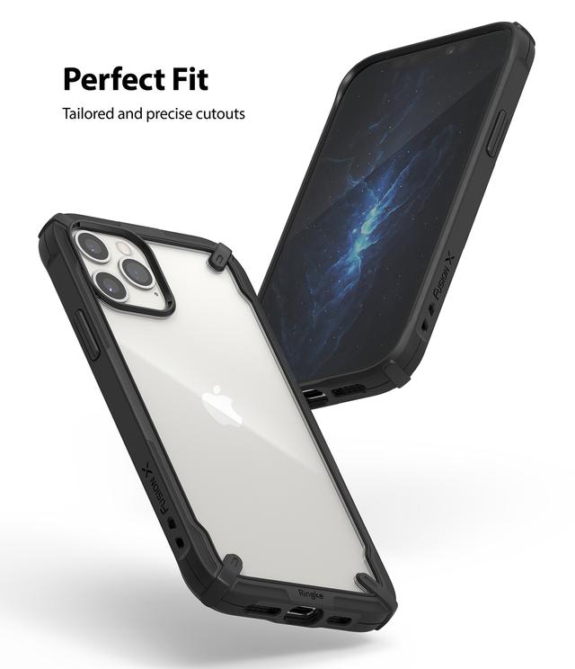 Ringke Cover for iPhone 12 / iPhone 12 Pro Case (6.1 Inch) Hard Fusion-X Ergonomic Transparent Shock Absorption TPU Bumper [ Designed Case for iPhone 12 / iPhone 12 Pro ] - Black - Black - SW1hZ2U6MTI3NTQz