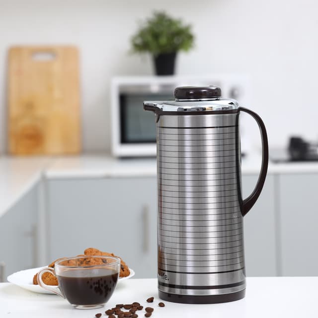 Geepas Gvf5259 1.3l Vacuum Flask - Coffee Heat Insulated Thermos For Keeping Hot/Cold Long Hour Heat/Cold Retention Multi-Walled Hot Water Tea Beverage | Ideal Social Occasion Commercial & Outings