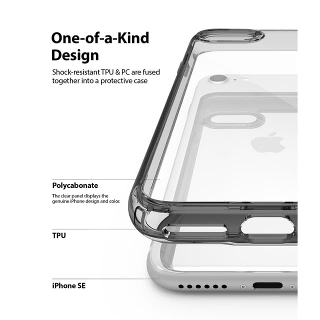 Ringke Fusion Case for iPhone SE [ 2020 ] / iPhone 8 / 7 Shock Absorption Transparent Tough Impact Alleviation Technology Raised Bezel [ Designed For iPhone SE [2020] Case ] - Smoke Black - Smoke Black