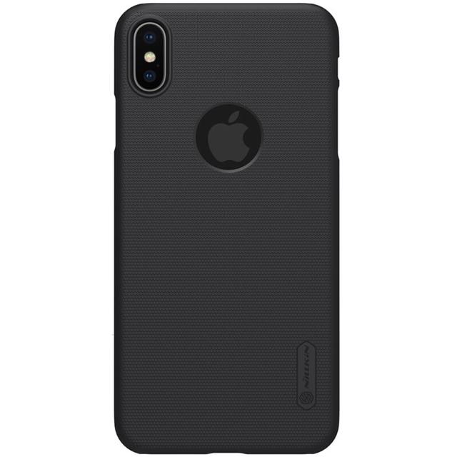 Nillkin iPhone XS Max Case (Logo Cut available) Super Frosted Hard Phone Cover Designed for iPhone XS Max with Stand - Black - Black - SW1hZ2U6MTIyMTA1