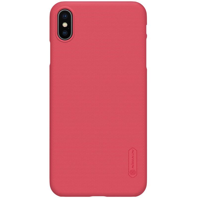 Nillkin iPhone XS Max Mobile Cover Super Frosted Hard Phone Case with Stand - Red - Red