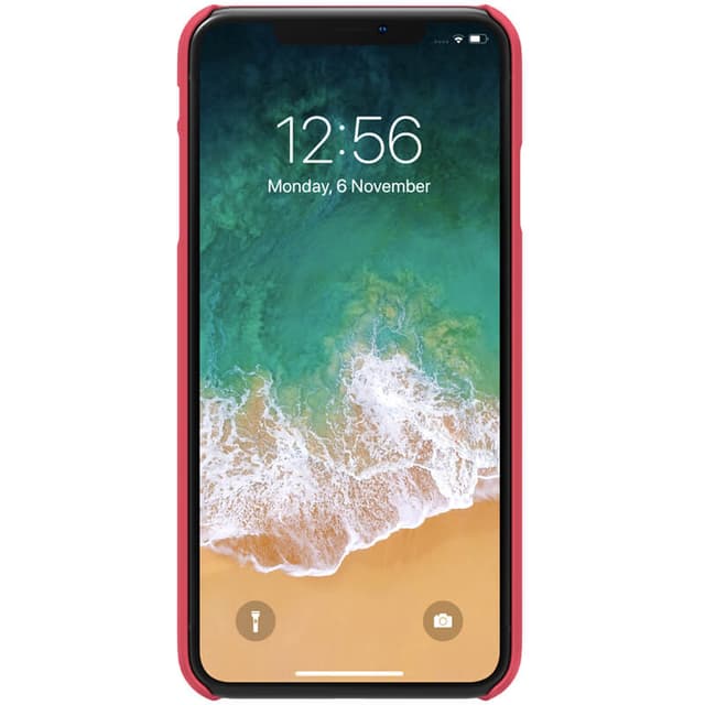 Nillkin iPhone XS Max Mobile Cover Super Frosted Hard Phone Case with Stand - Red - Red