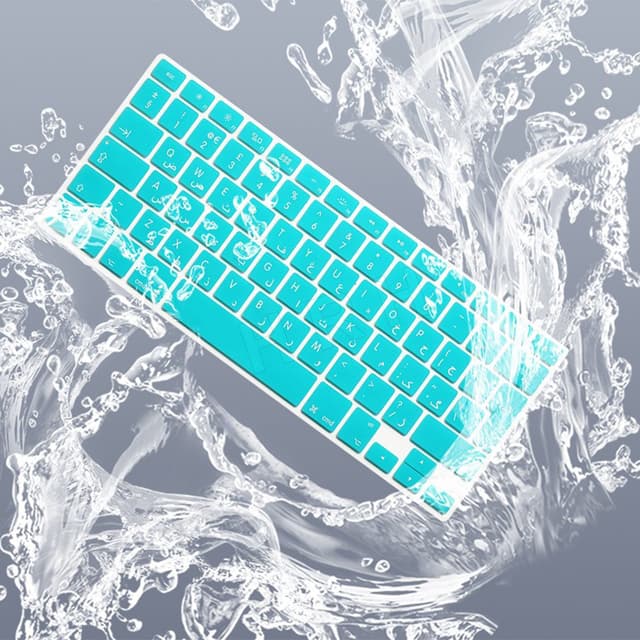 O Ozone Macbook Keyboard Skin for MacBook Air 13 Inch for MacBook Pro 15 inch Keyboard Cover 2017 2015 2014 2013 2011 Compatible with A1369 A1398 A1425 A1466 A1502 UK English Arabic Layout Cyan - Cyan