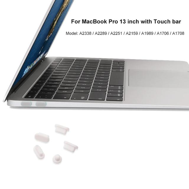 O Ozone 5-Pieces Anti-Dust Plug Kit Compatible for MacBook Pro 13" 15" for Macbook Air 13" [ A2237, A2179, A1932, A2338, A2289, A2159, A1989, A1706, A1708, A1990, A1707, A2141 ] - White - White