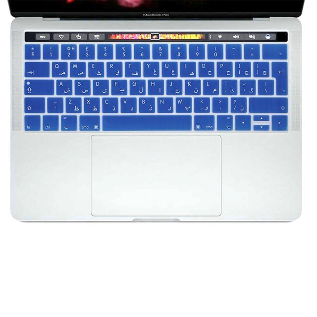 O Ozone Macbook Keyboard Skin for MacBook Pro 15 Inch 13 inch Keyboard Cover 2020 2019 2018 Compatible with A2159 A1990 A1989 A1707 A1706 UK English Arabic Layout Blue - Blue - SW1hZ2U6MTI0NzQ2