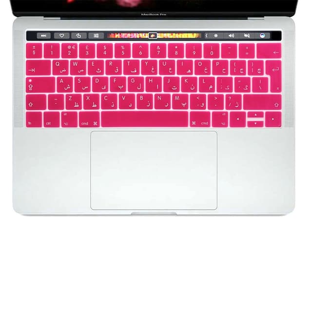 O Ozone Macbook Keyboard Skin for MacBook Pro 15 Inch 13 inch Keyboard Cover 2020 2019 2018 Compatible with A2159 A1990 A1989 A1707 A1706 UK English Arabic Layout Hot Pink - Hot Pink
